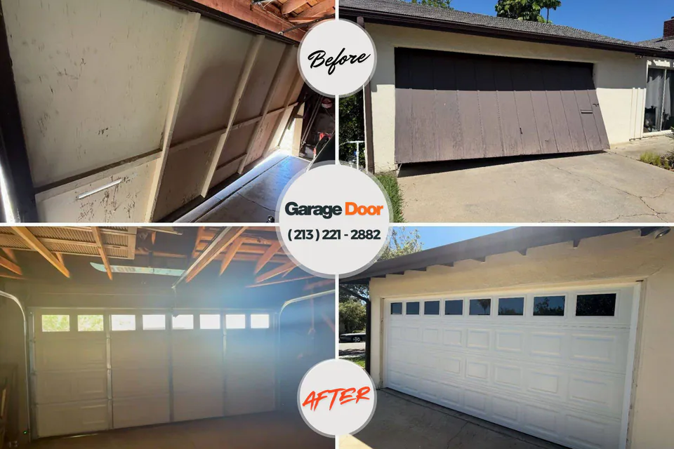 Before and after: garage door repair Riverton, UT